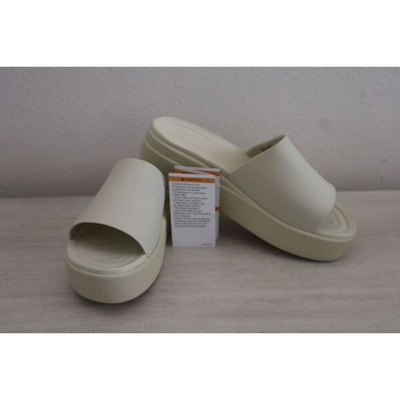 Crocs 208728-2Y2 Women's Sz 8 Bone/Beige Brooklyn Low Wedge Slide Sandals - Picture 2 of 7